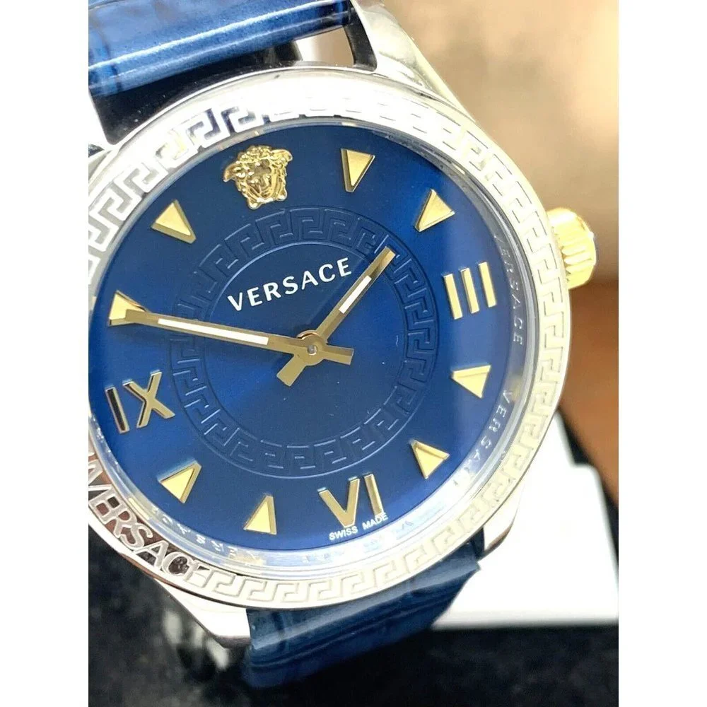 Versace Wome'ns Watch VE2S00122 Hellenyium Swiss Quartz Blue Dial Leathe…